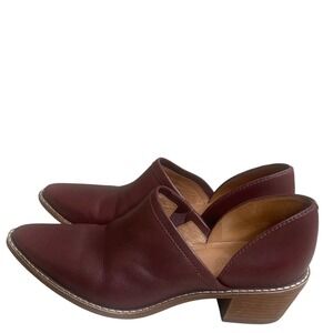 Madewell The Brady Mule Cabernet Burgundy Leather Pointed Toe Block Heel Size 8